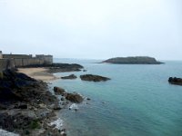 Saint-Malo walls (left) and Grand Be island  Chateaubriand is buried on the island