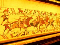 Bayeux Tapestry: Battle of Hastings  Constructed around 1077 to commemorate the story of William the Conqueror taking of England, including the 1066 Battle of Hastings.  It is 224 feet long.