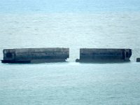 Remnants of WW2 Arromanches temporary artificial harbor  Put together on D-Day