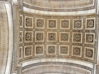 Looking at inside of Arc de Triomphe  The image from the camera in the center is shown in a room at the top.