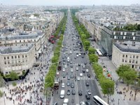 View down Champs Elysees from top of Arc de Triomphe