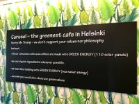 Special poster for Trump in Helsinki cafe