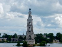 Bell tower isolated by flooding due to dams  The bell tower of the St. Nicholas Cathedral, the last remnant of a monastary.  On board Viking Akun.