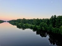 Sunset and moon on canal  On board Viking Akun