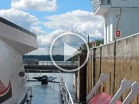 Lock gates closing on Svir river